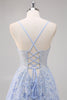 Load image into Gallery viewer, Lavender A Line Spaghetti Straps Tulle Beaded Long Prom Dress with Slit