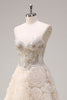 Load image into Gallery viewer, Light Champagne Princess Strapless Floral Corset Long Prom Dress with Sequins