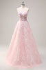 Load image into Gallery viewer, Pink Princess Strapless Floral Corset Long Prom Dress With Sequins