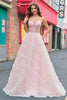 Load image into Gallery viewer, Sparkly Princess Pink Strapless Corset Floral Long Prom Dress With Sequins