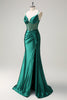 Load image into Gallery viewer, Dark Green Mermaid Spaghetti Straps Corset Beaded Long Prom Dress with Slit