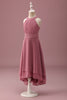 Load image into Gallery viewer, Desert Rose Halter Chiffon High Low Junior Bridesmaid Dress