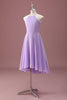 Load image into Gallery viewer, Lilac A Line Halter Ruched Junior Bridesmaid Dress