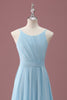 Load image into Gallery viewer, Sky Blue A Line Spaghetti Straps Ruffles Junior Bridesmaid Dress