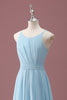 Load image into Gallery viewer, Sky Blue A Line Spaghetti Straps Ruffles Junior Bridesmaid Dress