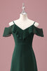 Load image into Gallery viewer, Dark Green A Line Off The Shoulder Ruffles Junior Bridesmaid Dress