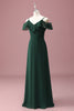 Load image into Gallery viewer, Dark Green A Line Off The Shoulder Ruffles Junior Bridesmaid Dress