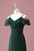 Load image into Gallery viewer, Dark Green A Line Off The Shoulder Ruffles Junior Bridesmaid Dress