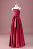 Load image into Gallery viewer, Dark Red A Line Spaghetti Straps Ruched Junior Bridesmaid Dress