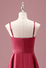 Load image into Gallery viewer, Dark Red A Line Spaghetti Straps Ruched Junior Bridesmaid Dress