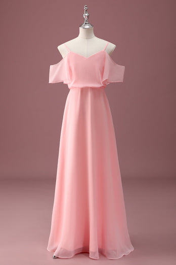 Pink Cold Shoulder A Line Junior Bridesmaid Dress