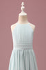 Load image into Gallery viewer, Mint Halter A-Line Pleated Long Junior Bridesmaid Dress