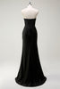 Load image into Gallery viewer, Sparkly Sweetheart Black Long Sequin Prom Dress With Slit