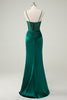 Load image into Gallery viewer, Dark Green Mermaid Spaghetti Straps Corset Long Prom Dress With Slit