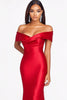 Load image into Gallery viewer, Red Mermaid Off The Shoulder Satin Formal Dress