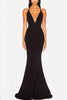 Load image into Gallery viewer, Black Mermaid Deep V-Neck Formal Dress