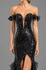 Load image into Gallery viewer, Black Mermaid Off The Shoulder Sequins Tulle Formal Dress