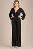 Load image into Gallery viewer, Black V-neck Long Sleeves Chiffon Mother of the Bride Jumpsuits