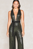 Load image into Gallery viewer, Sparkly Olive Deep V-Neck Sequins Mother of the Bride Jumpsuits with Belt