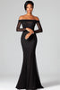 Load image into Gallery viewer, Black Sheath Off The Shoulder Mesh Formal Dress