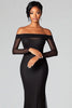 Load image into Gallery viewer, Black Sheath Off The Shoulder Mesh Formal Dress