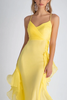 Load image into Gallery viewer, Light Yellow Spaghetti Straps Mermaid Chiffon Long Wedding Guest Dress