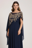 Load image into Gallery viewer, Sparkly Navy Chiffon Mother of Bride Dress with Cape