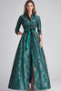 Load image into Gallery viewer, Dark Green Floral A Line Mother of Bride Dress with Pockets