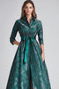 Load image into Gallery viewer, Dark Green Floral A Line Mother of Bride Dress with Pockets