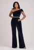 Load image into Gallery viewer, Sparkly Navy One Shoulder Bodycon Velvet Beaded Prom Jumpsuit