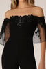 Load image into Gallery viewer, Black Off the Shoulder Chiffon Formal Jumpsuits with Appliques