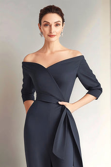 Navy Mermaid Strapless Mother of The Bride Dress