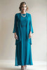 Load image into Gallery viewer, Peacock Blue 2 Piece Round Neck A Line Mother of The Bride Dress