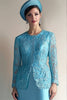 Load image into Gallery viewer, Blue Sheath Long Sleeves 2 Piece Mother of The Bride Dress