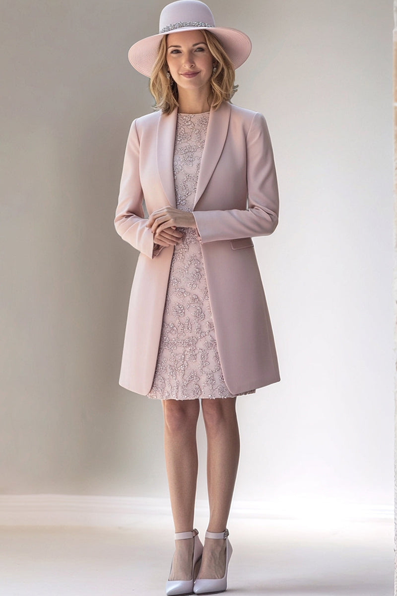 Load image into Gallery viewer, Blush Long Sleeves Appliqued 2 Piece Mother of The Bride Dress