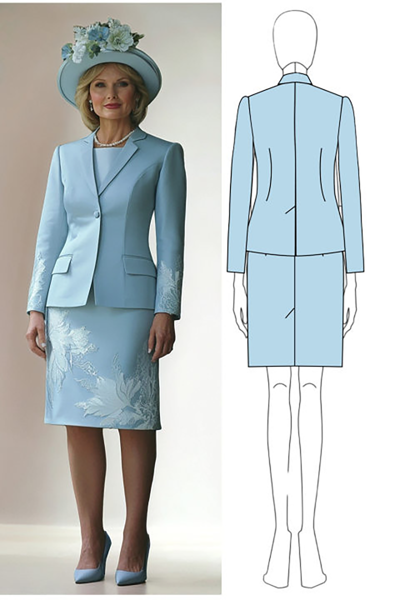 Load image into Gallery viewer, Blue Bodycon Round Neck 2 Piece Appliqued Mother of The Bride Dress