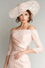 Load image into Gallery viewer, Blush Bodycon Off The Shoulder Lace Ruched Mother of The Bride Dress