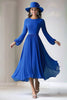 Load image into Gallery viewer, Royal Blue A Line Long Sleeve Round Neck Mother of the Bride Dress