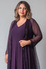 Load image into Gallery viewer, Sparkly Purple Chiffon A Line V Neck Long Sleeves Mother of The Bride Dress