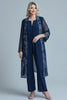 Load image into Gallery viewer, Jumpsuit Navy Appliques Chiffon Long Sleeves Square Neck Mother of the Bride Sets