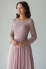 Load image into Gallery viewer, Lace Blush Chiffon Scoop Neck A Line Mother of The Bride Dress