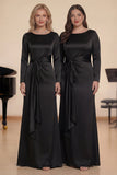 Black Mermaid Long Sleeves Satin Choir Dress