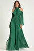 Load image into Gallery viewer, Green A Line Cold Shoulder Halter Long Mother Of the Bride Dress