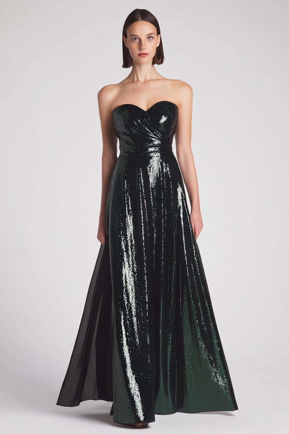 Sparkly Dark Green Sweetheart Long Formal Dress