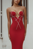 Load image into Gallery viewer, Mermaid Red Strapless Long Formal Dress