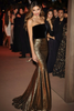 Load image into Gallery viewer, Sparkly Black Golden Strapless Mermaid Formal Dress