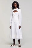 White A Line Long Sleeves Wedding Guest Dress