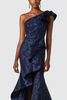 Load image into Gallery viewer, Navy One Shoulder Ruffled Mermaid Formal Dress