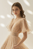 Load image into Gallery viewer, Apricot A Line V Neck Tulle Long Formal Dress