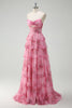 Load image into Gallery viewer, Blush Floral Printed Princess Sweetheart Tiered Long Prom Dress